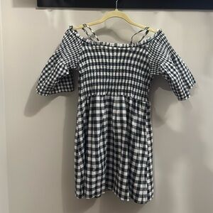 Plaid off shoulder dress